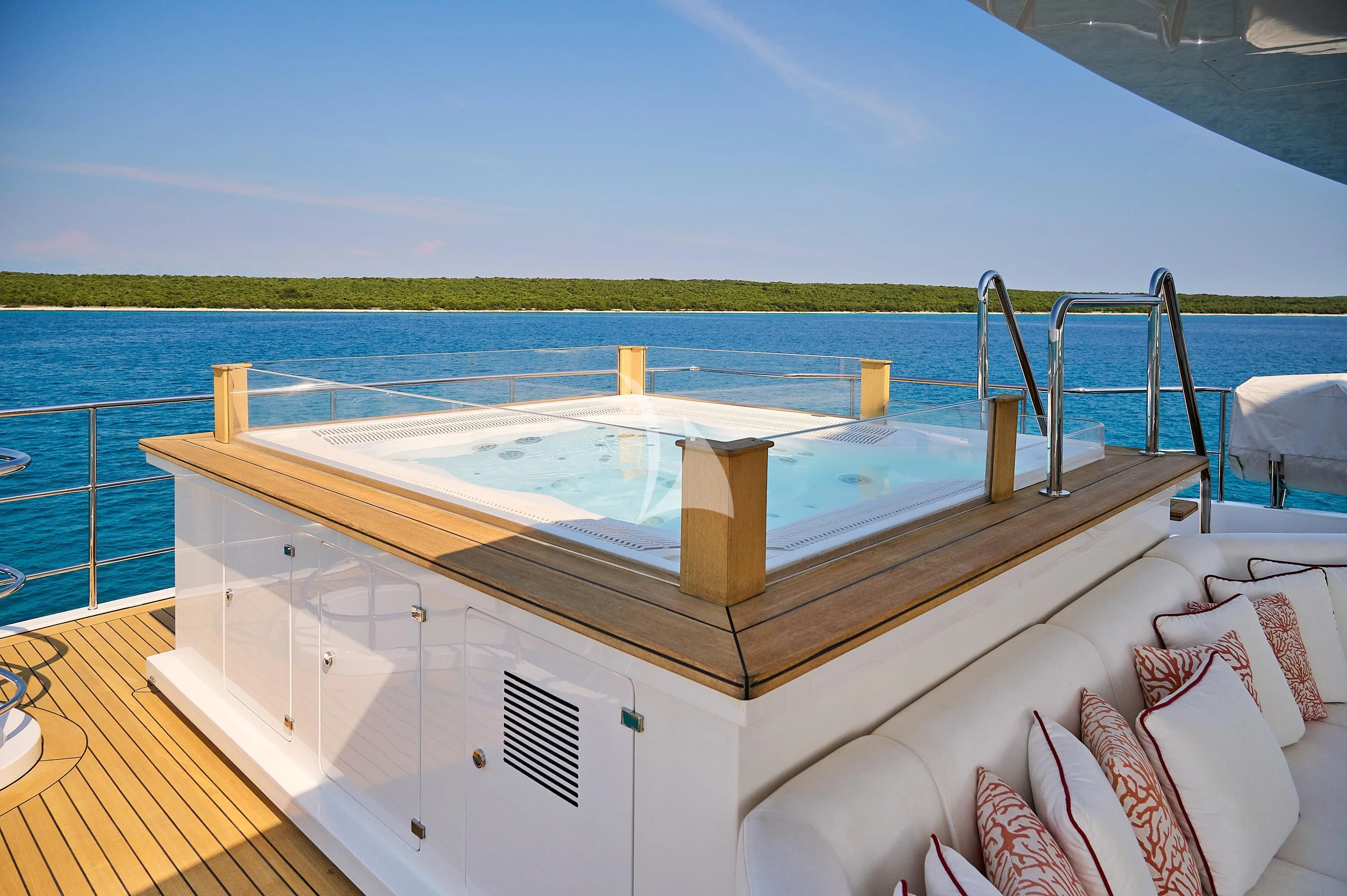 a boat on a deck aboard LADY MRD Yacht for Charter