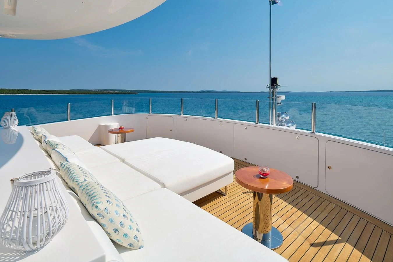 a bed on a boat aboard LADY MRD Yacht for Charter