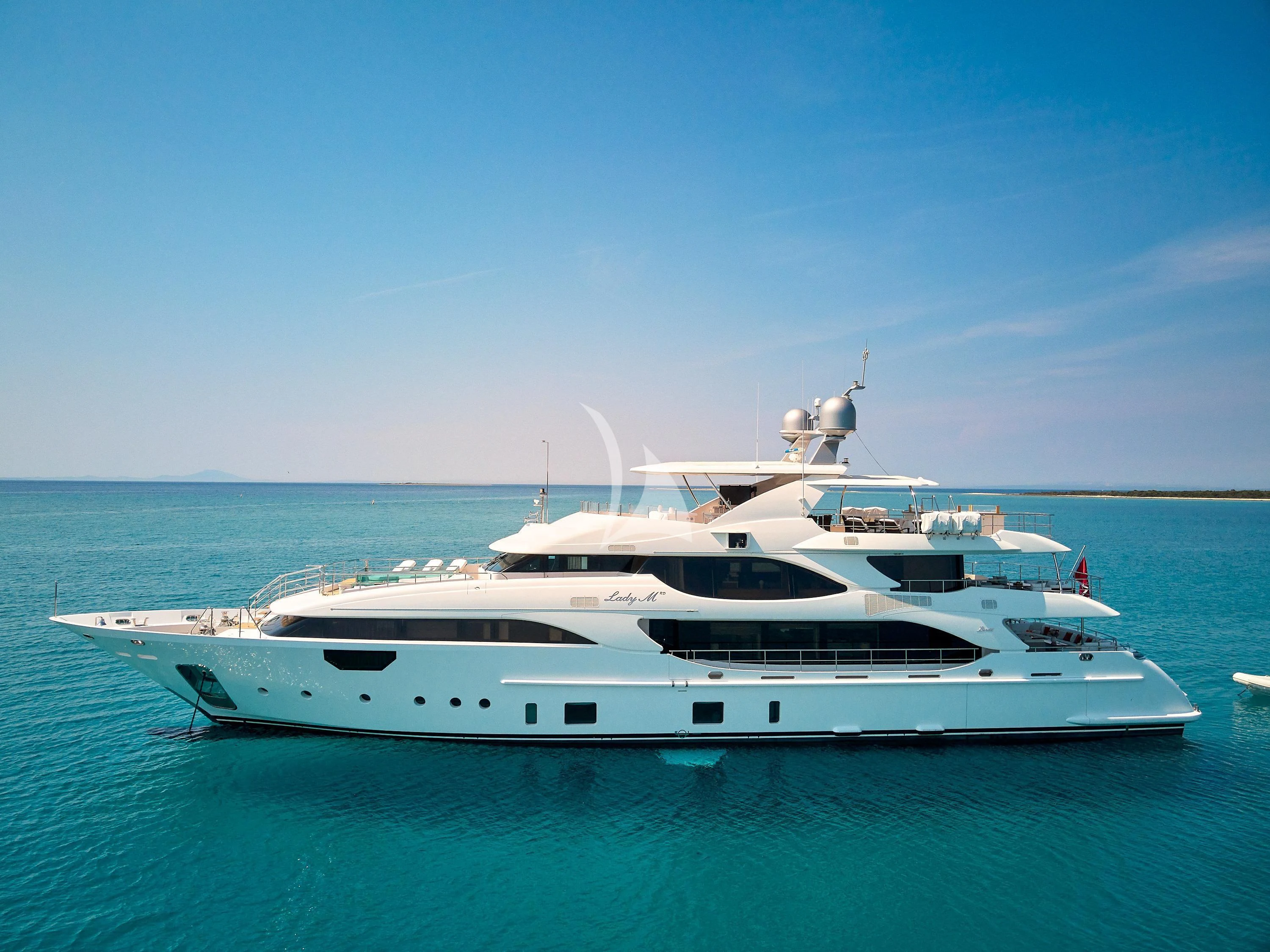 a white yacht in the water aboard LADY MRD Yacht for Charter