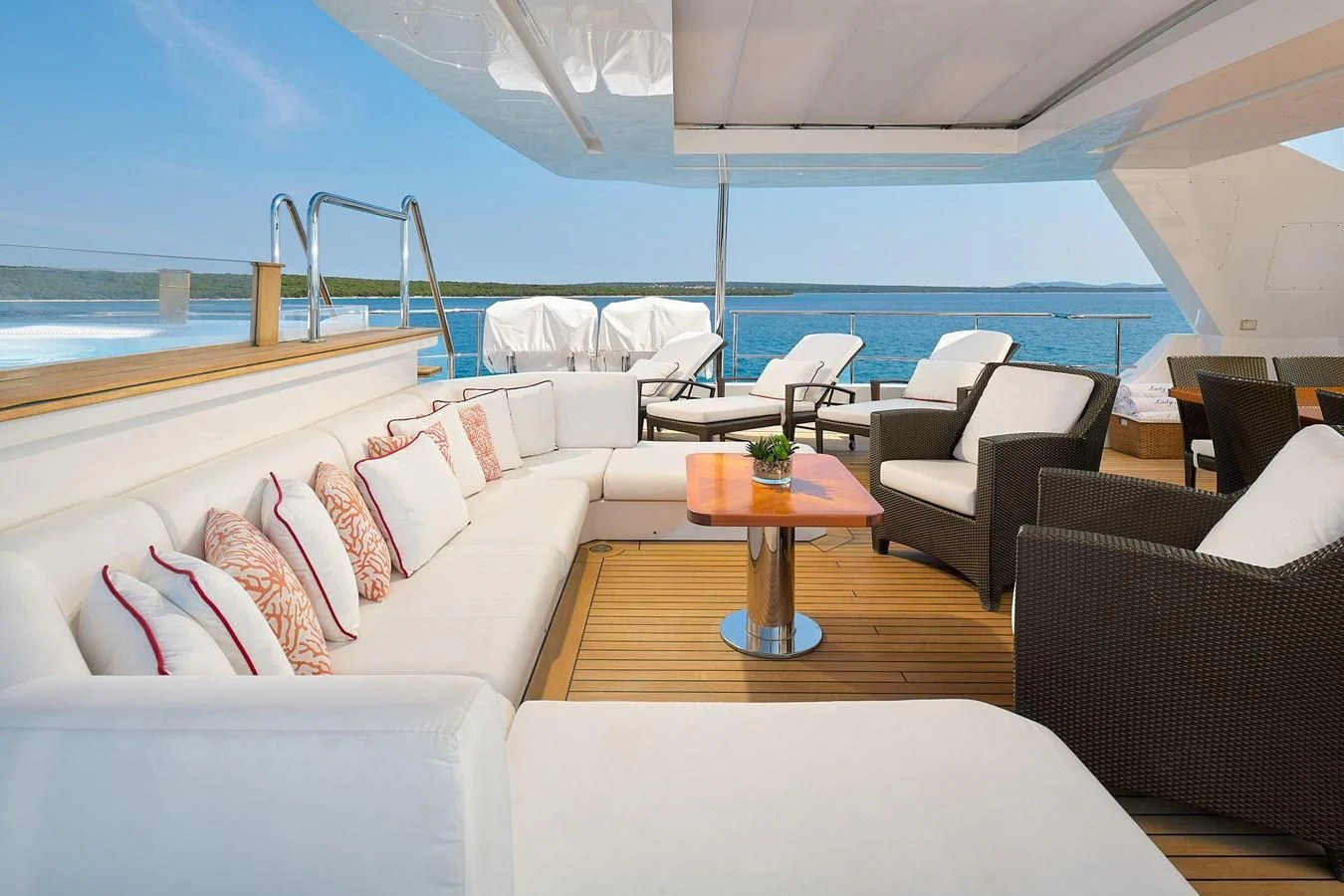 a room with a table and chairs aboard LADY MRD Yacht for Charter
