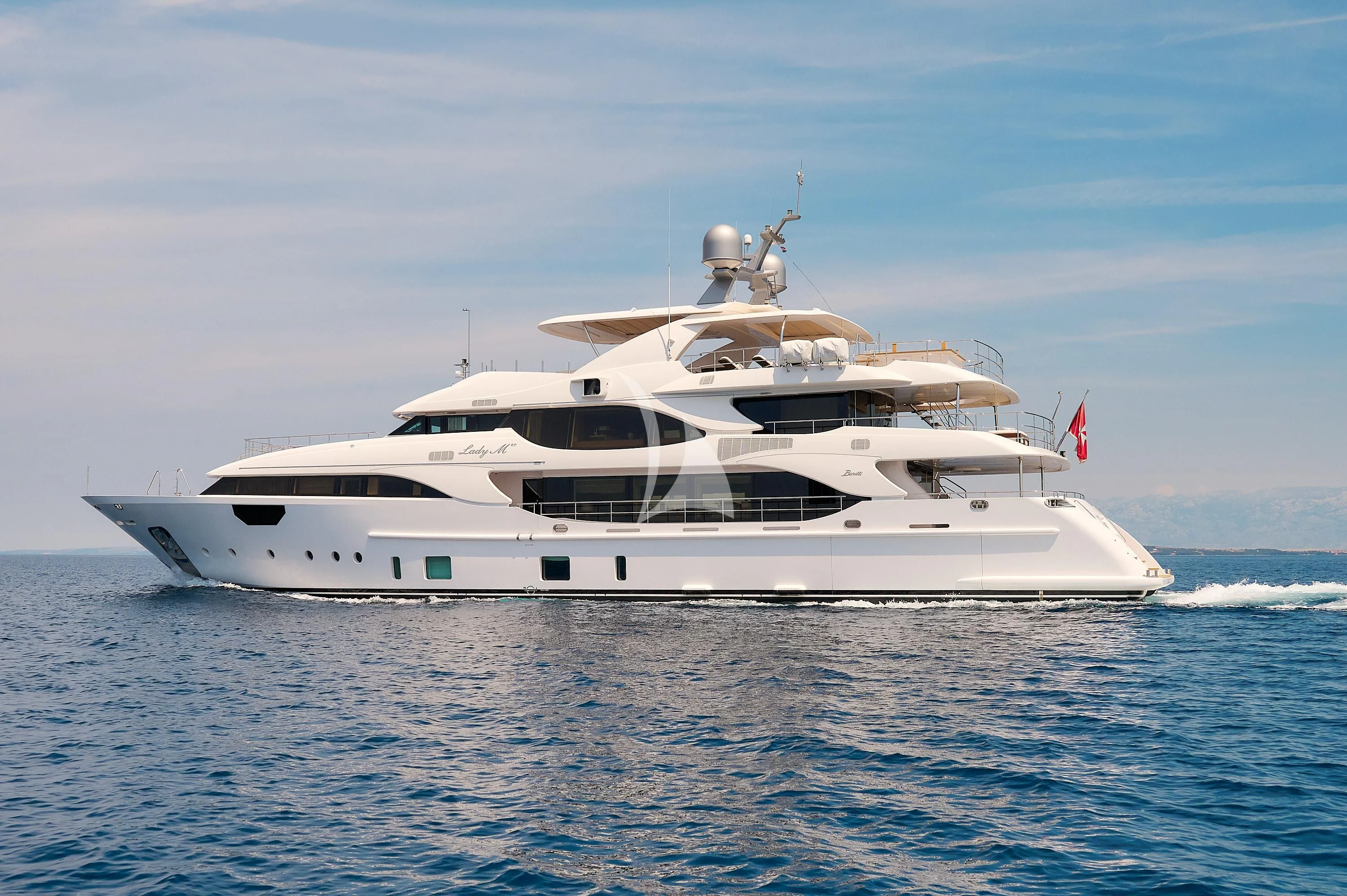 a white yacht in the water aboard LADY MRD Yacht for Charter