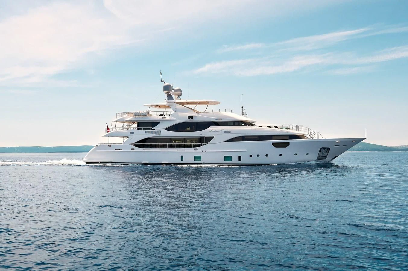 a white yacht in the water aboard LADY MRD Yacht for Charter