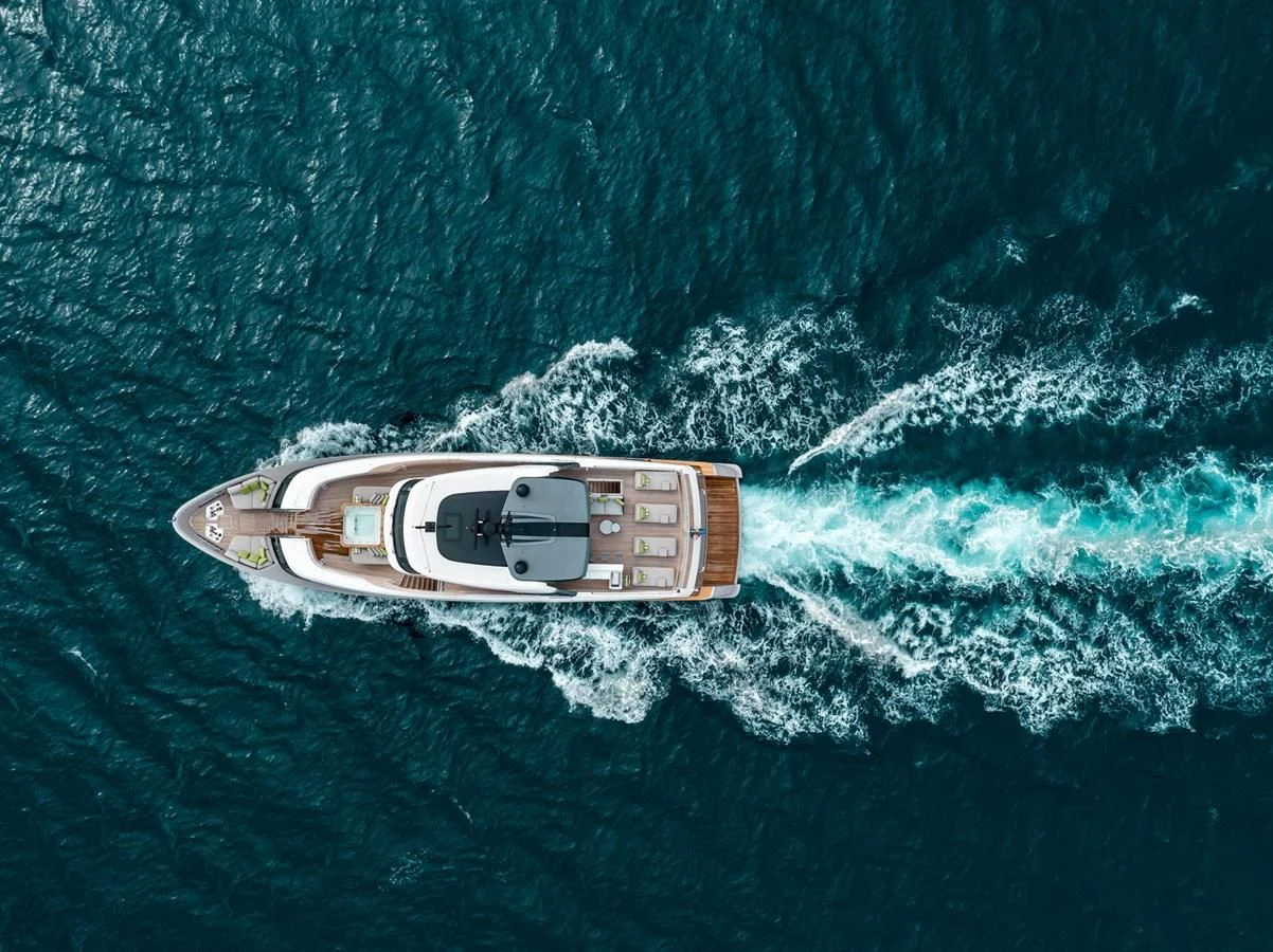 a ship in the ocean aboard PEARL Yacht for Sale