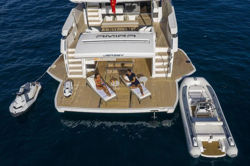 a group of people on a boat aboard PEARL Yacht for Sale