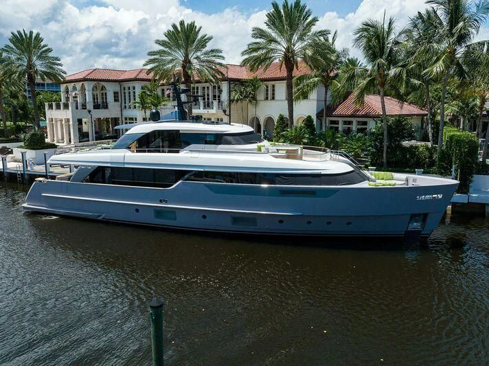 a boat in a harbor aboard PEARL Yacht for Sale