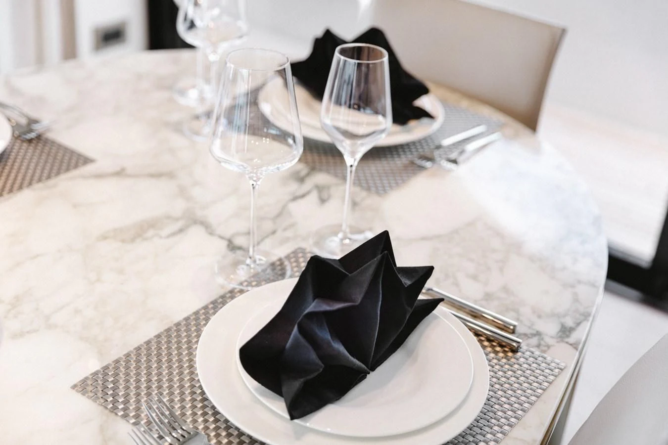 a napkin with a napkin and glasses on it aboard PEARL Yacht for Sale