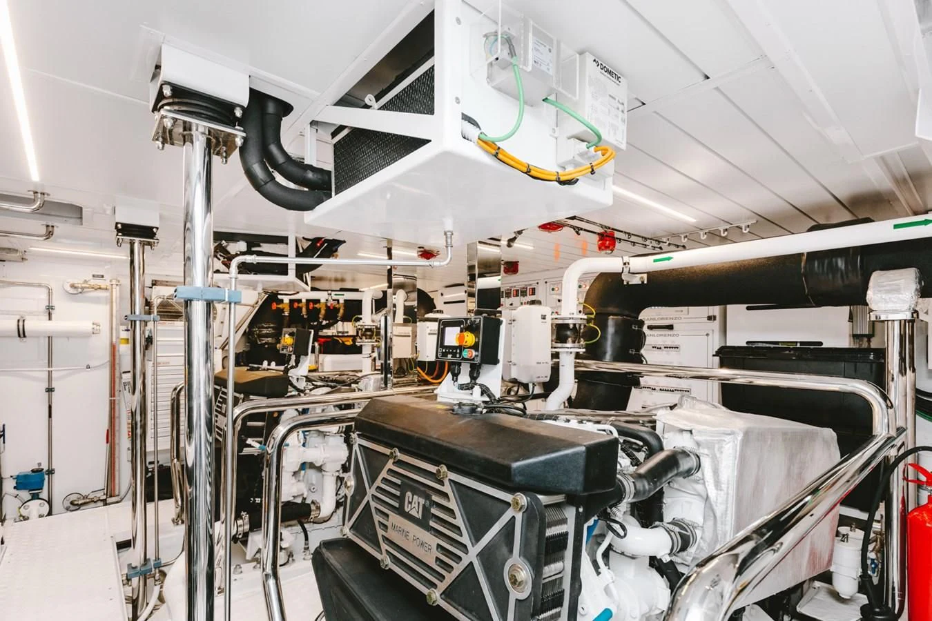 a room with machinery aboard PEARL Yacht for Sale