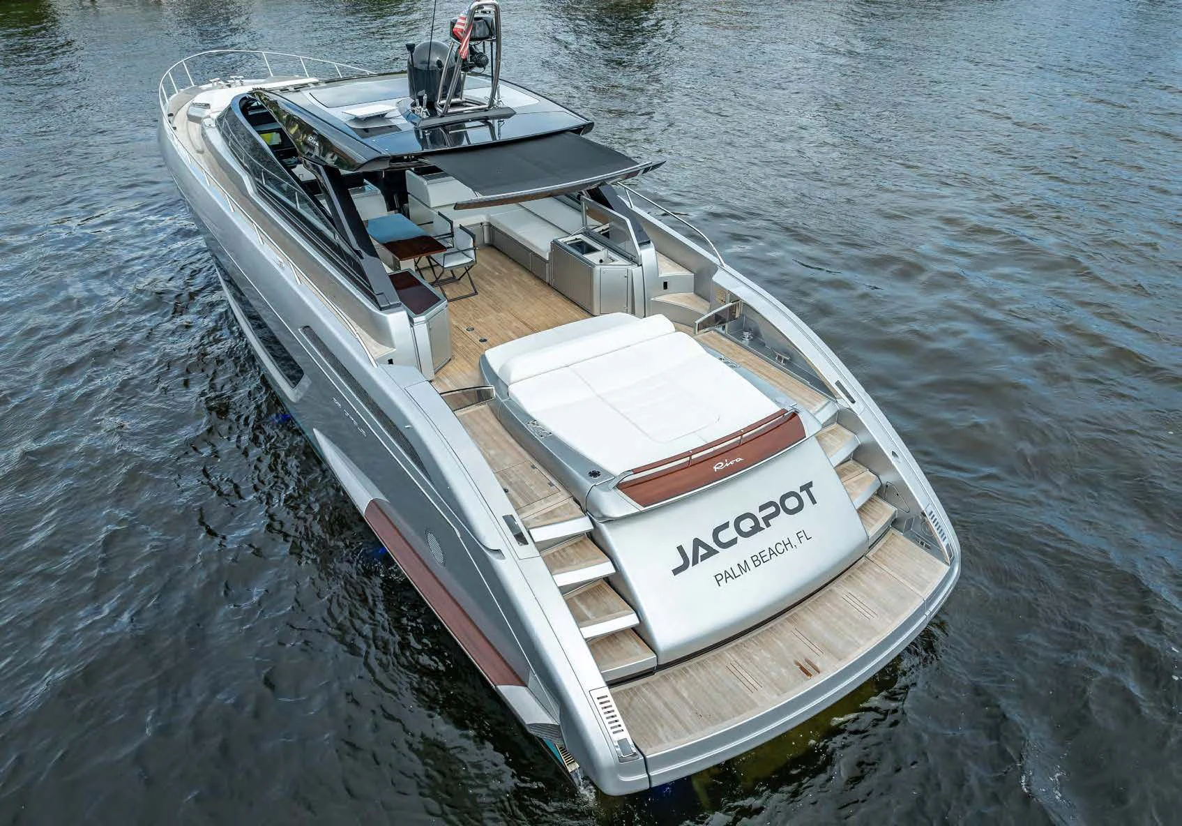 a boat on the water aboard JACQPOT Yacht for Sale