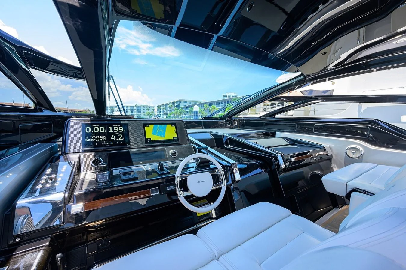 the interior of a car aboard JACQPOT Yacht for Sale