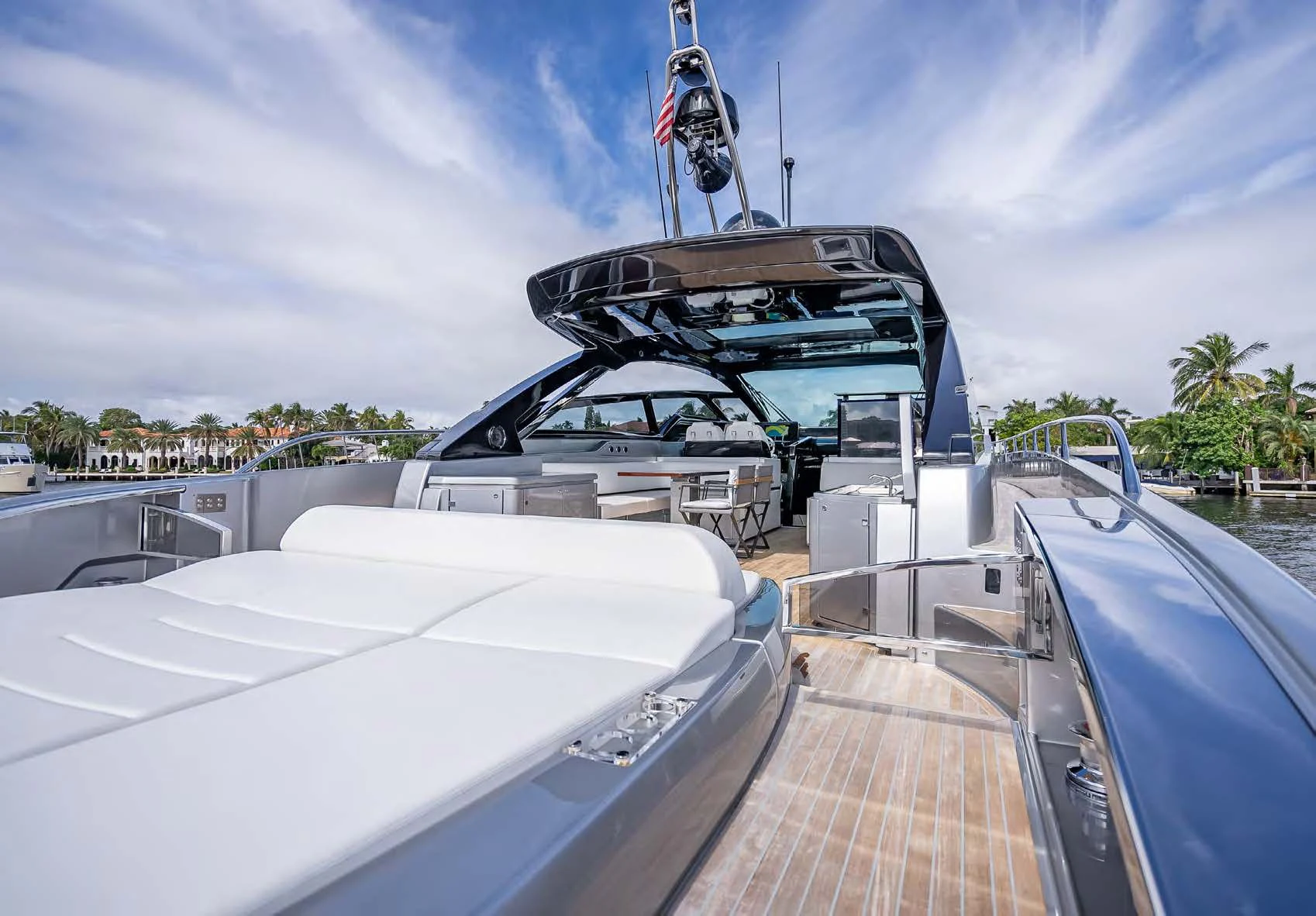 a car on a boat aboard JACQPOT Yacht for Sale