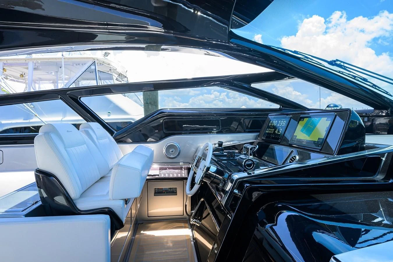 the interior of a car aboard JACQPOT Yacht for Sale