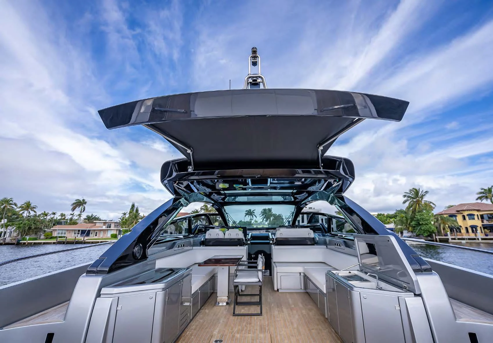 the front of a car aboard JACQPOT Yacht for Sale