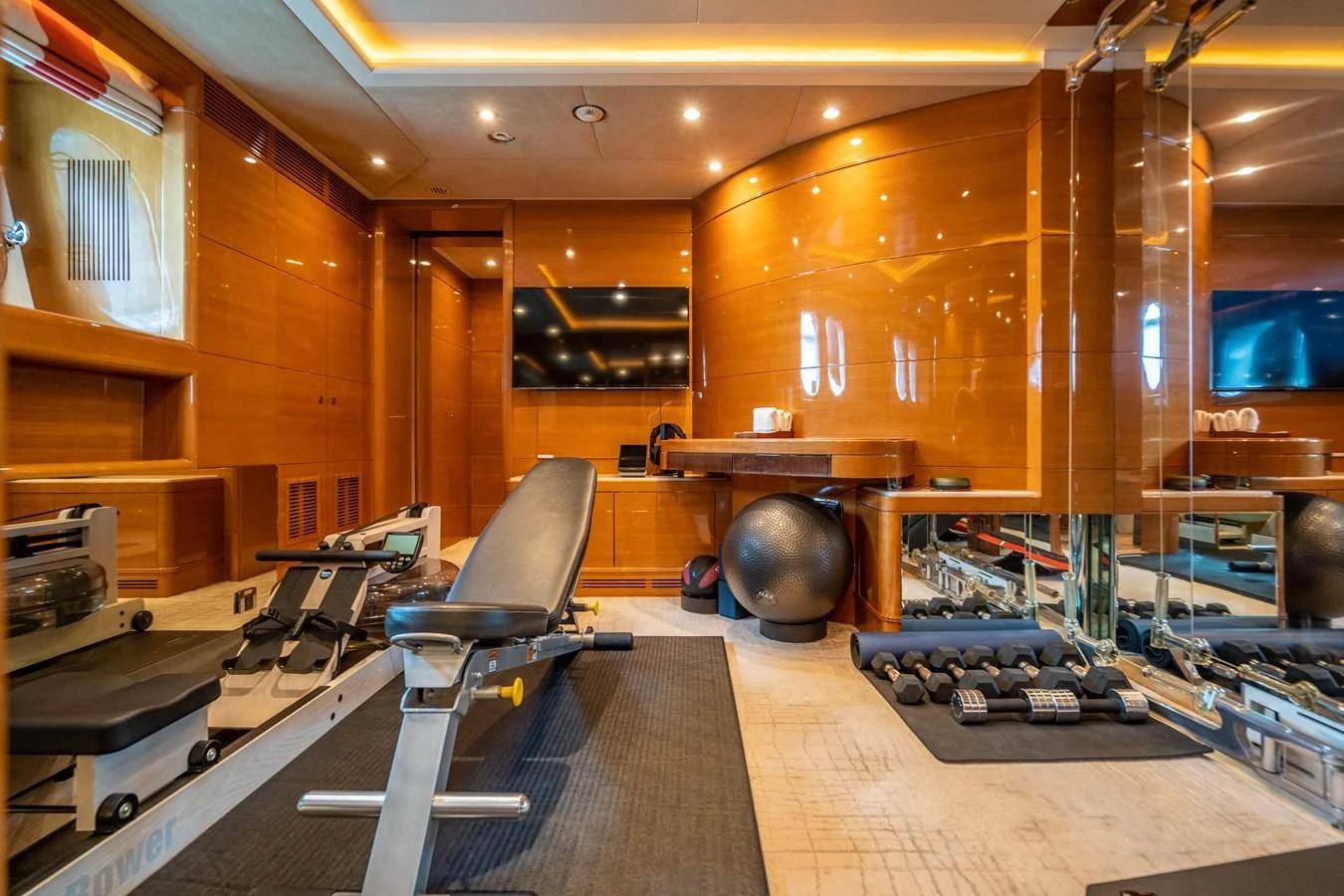 a room with a large ball aboard GROOVER Yacht for Sale