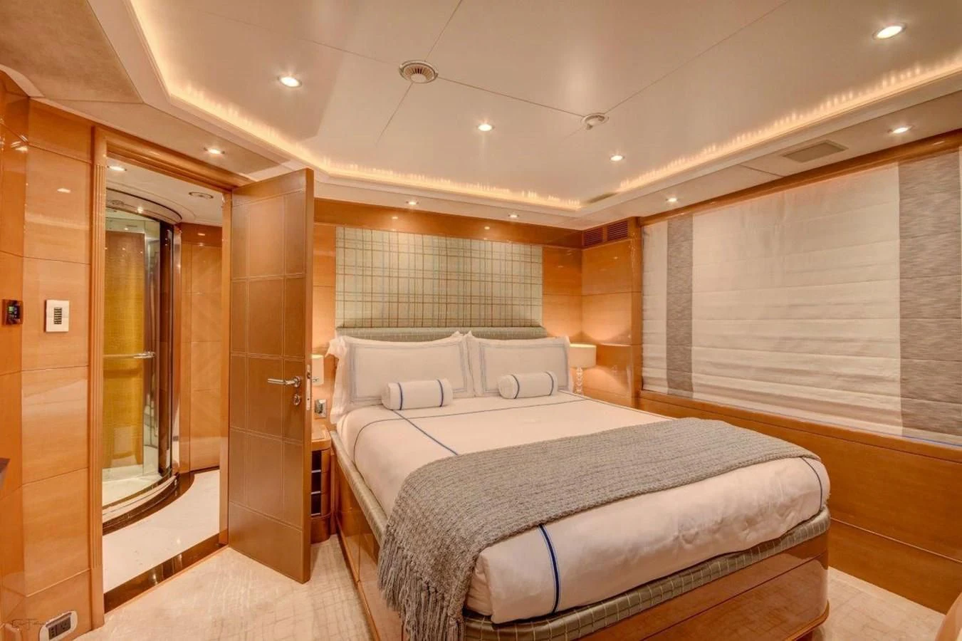 a room with two beds aboard GROOVER Yacht for Sale