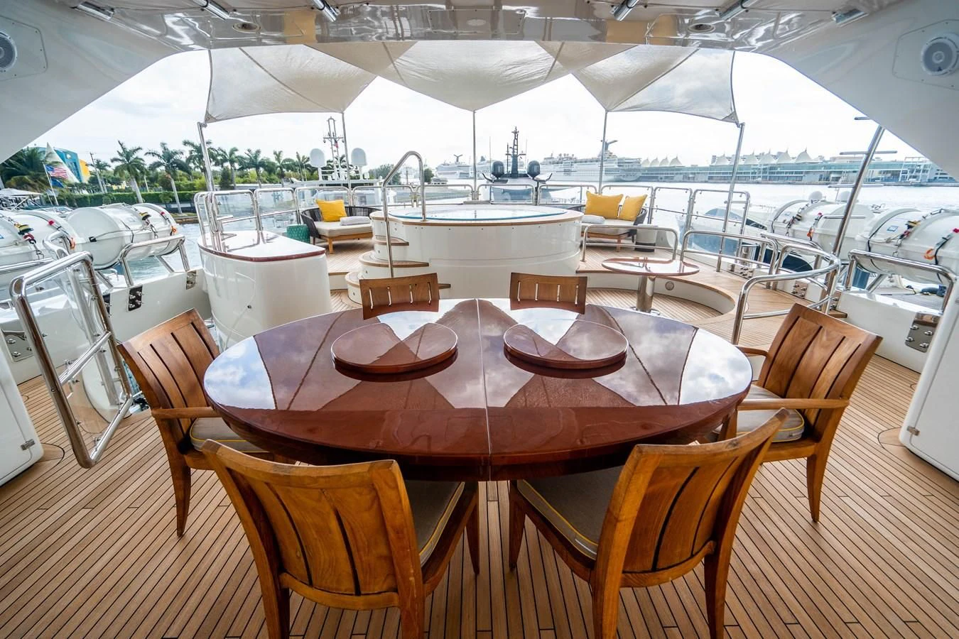 a table set for a meal aboard GROOVER Yacht for Sale