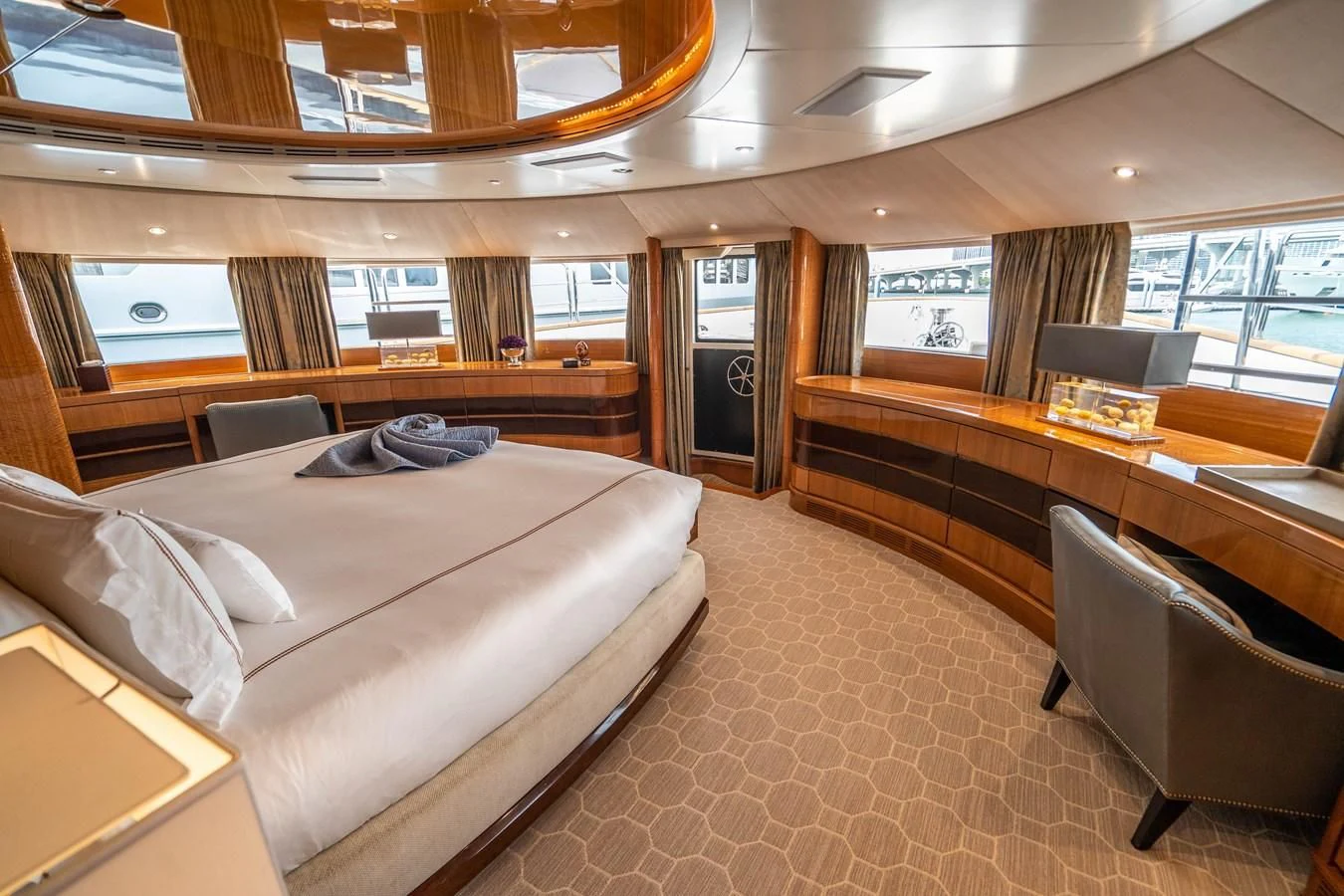 a room with a bed and a couch aboard GROOVER Yacht for Sale