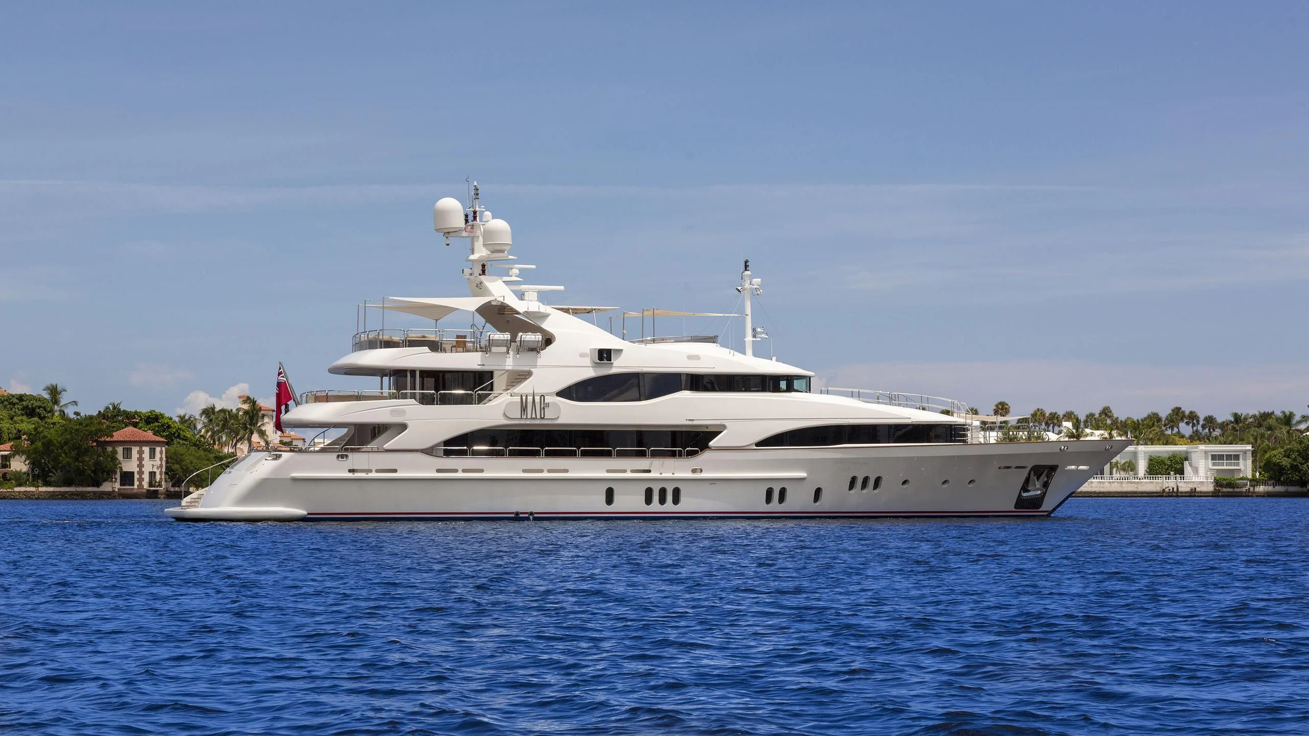 a large white yacht in the water aboard GROOVER Yacht for Sale