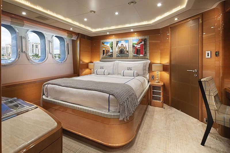 a bed in a room aboard GROOVER Yacht for Sale