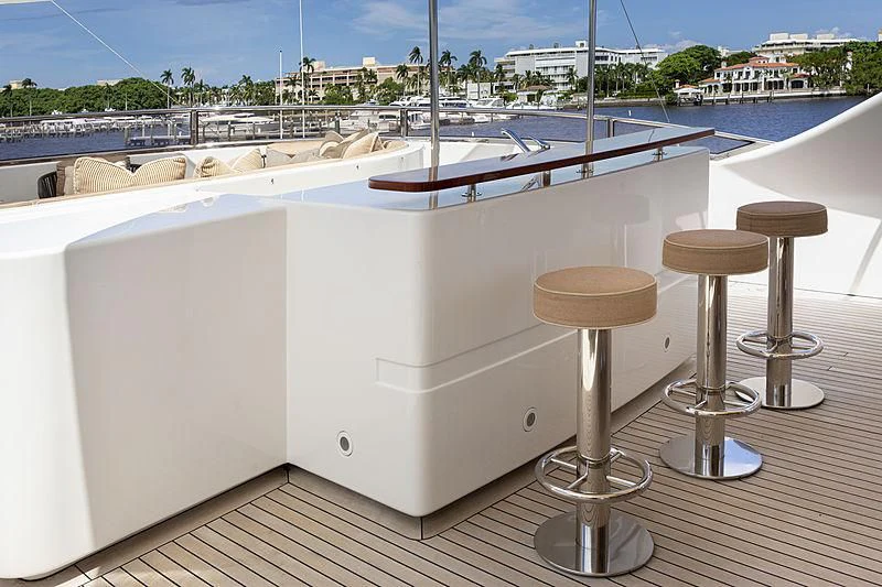 stools on a deck aboard GROOVER Yacht for Sale
