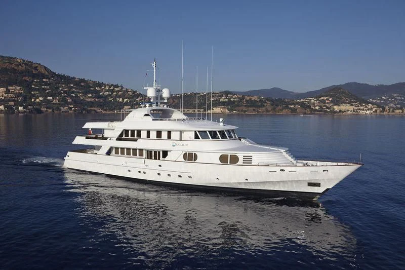 a white boat on water aboard AZUL V Yacht for Charter