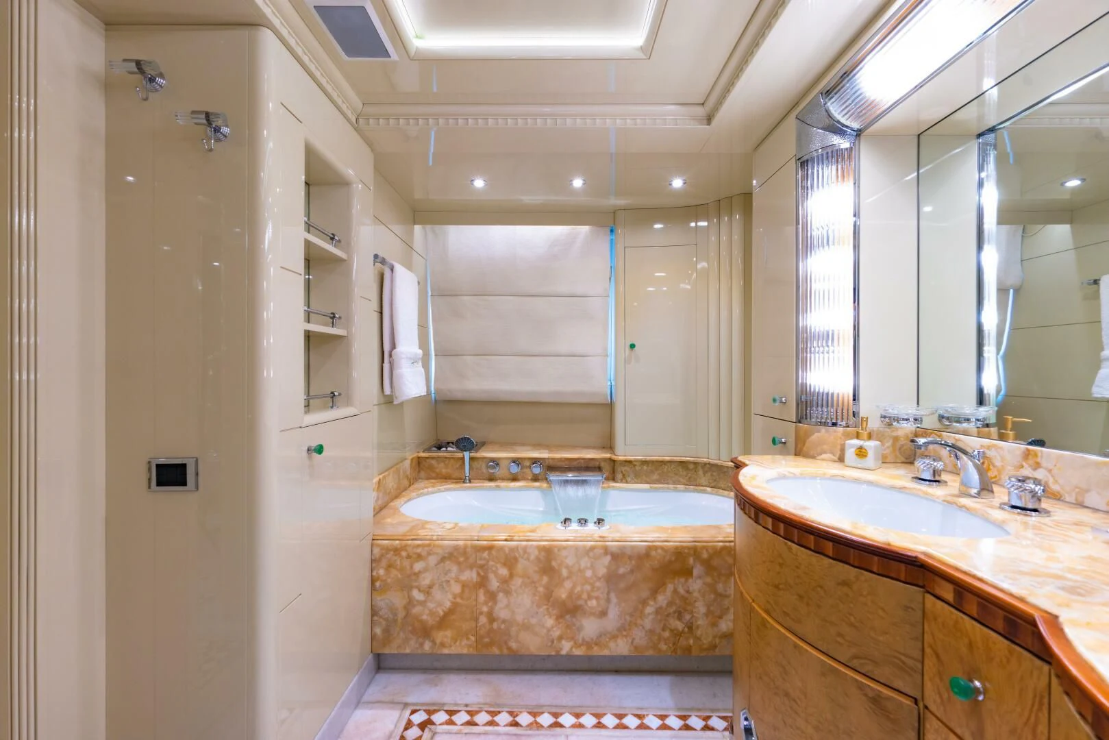 a bathroom with a large tub aboard AZUL V Yacht for Charter