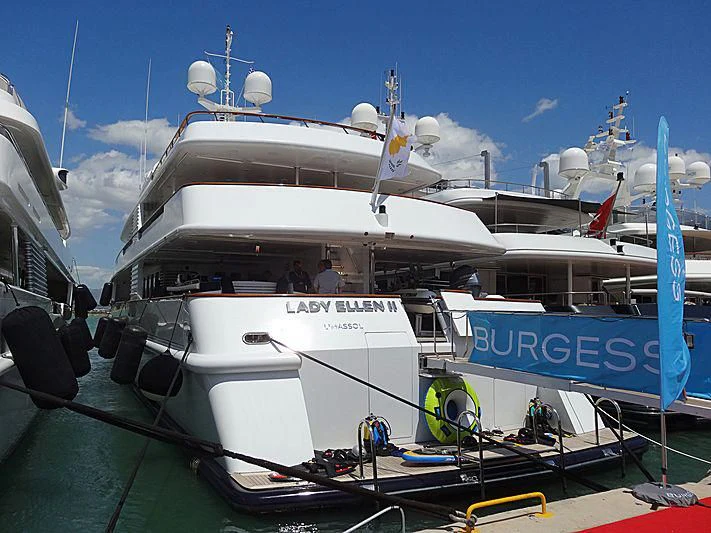 a boat docked at a pier aboard AZUL V Yacht for Charter