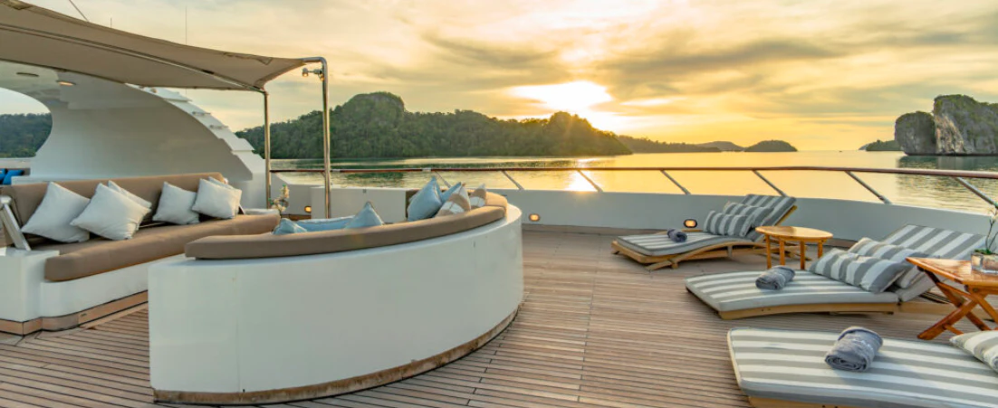 a boat on a body of water aboard AZUL V Yacht for Charter