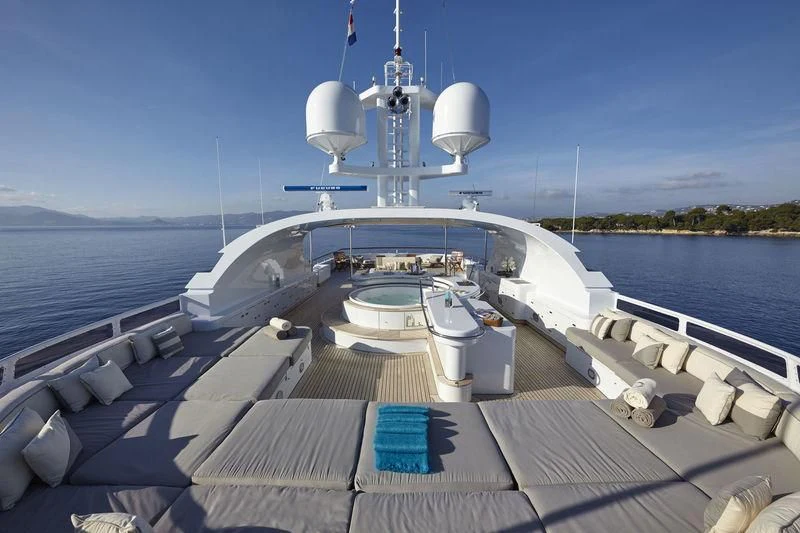a boat on a deck aboard AZUL V Yacht for Charter
