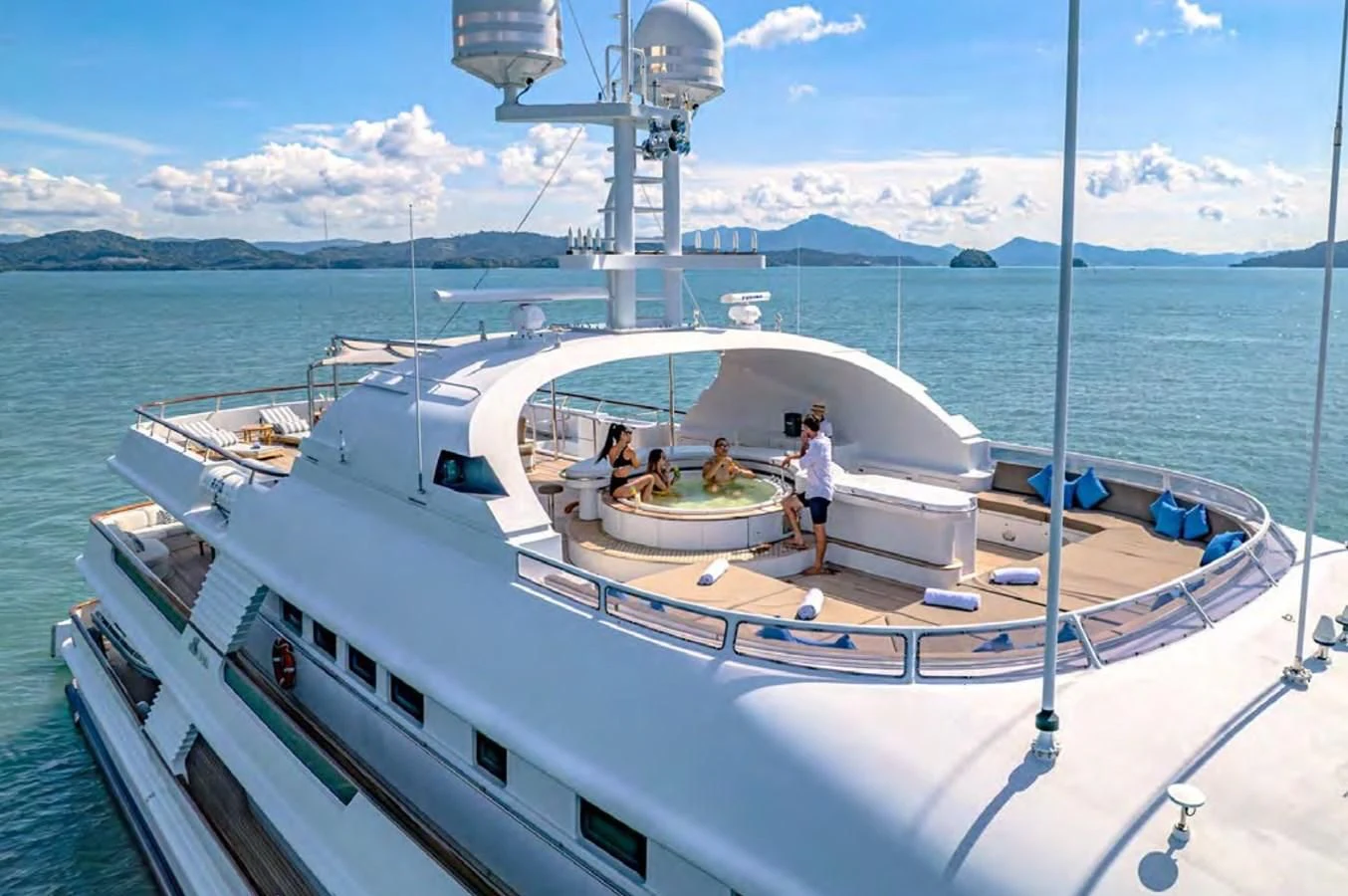 a group of people on a boat aboard AZUL V Yacht for Charter