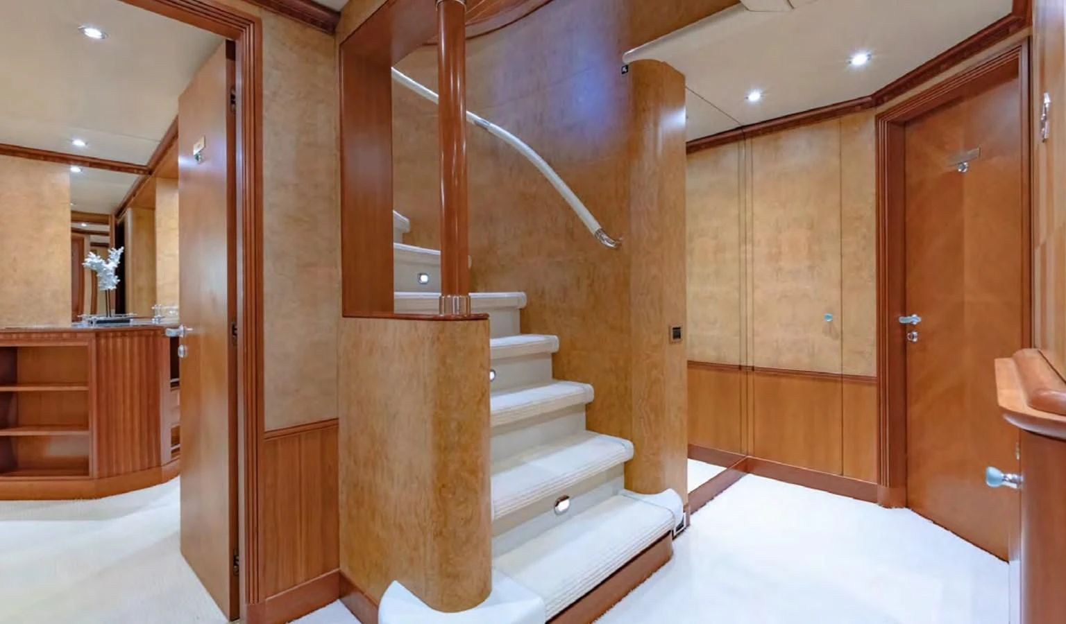 a staircase in a room aboard AZUL V Yacht for Charter