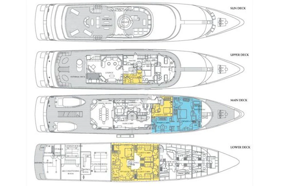 diagram aboard AZUL V Yacht for Charter