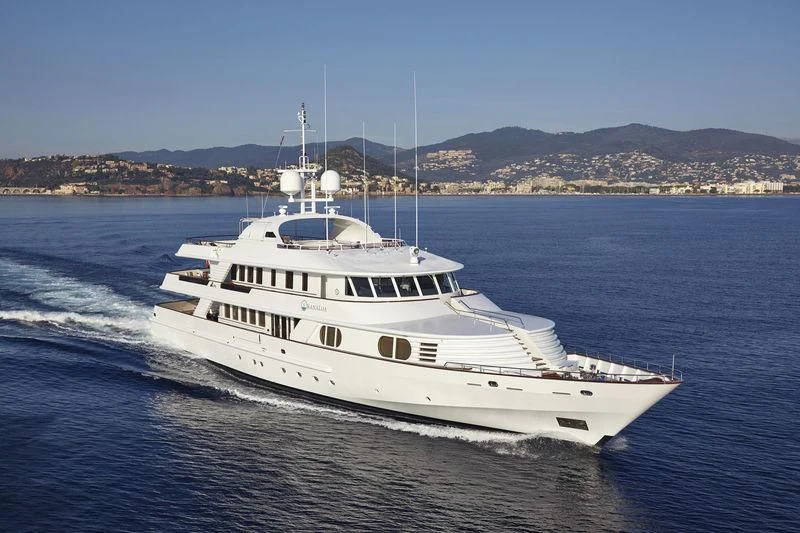 a large white boat aboard AZUL V Yacht for Charter