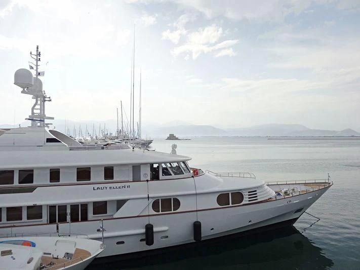 a large white boat aboard AZUL V Yacht for Charter
