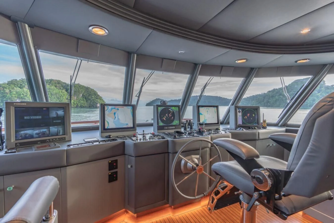 inside of a car aboard AZUL V Yacht for Charter