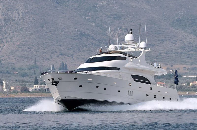 a large white yacht aboard M.T. TIME Yacht for Sale