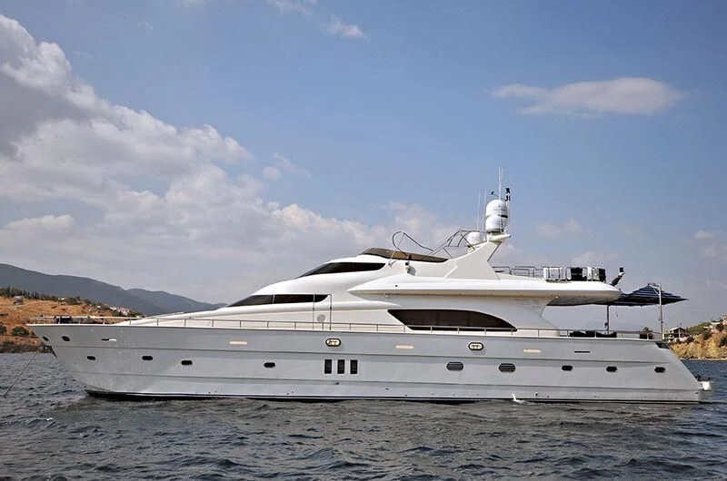 a large white yacht aboard M.T. TIME Yacht for Sale