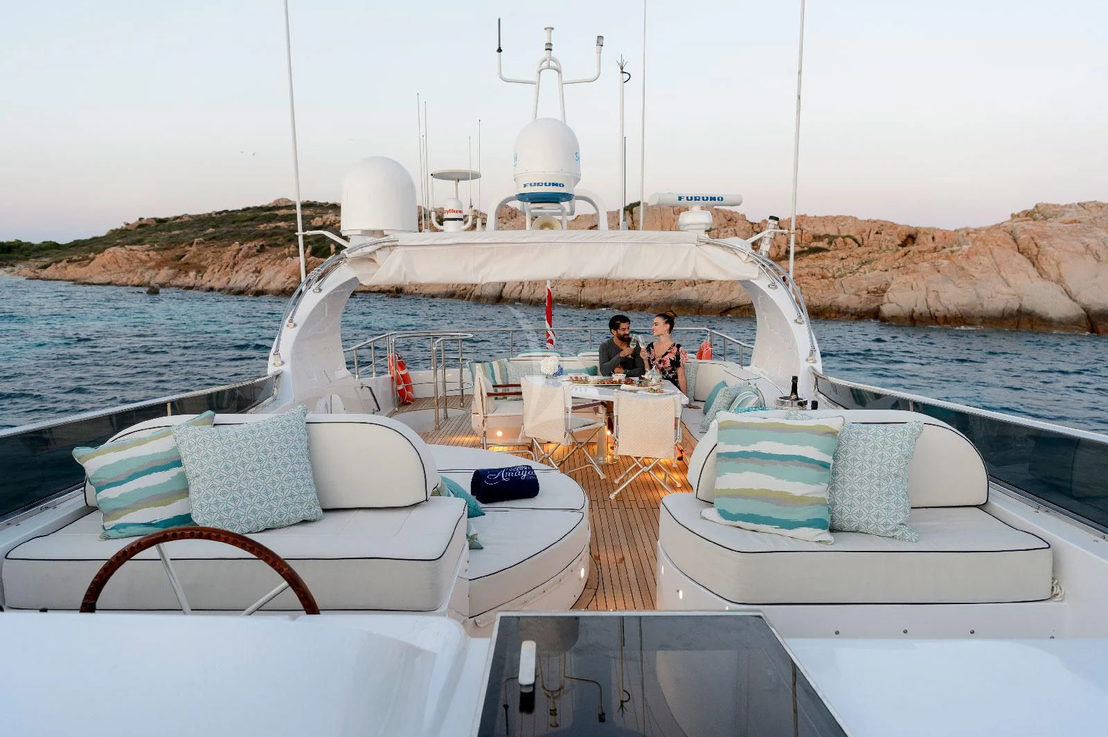 a boat with a group of people on it aboard AMAYA Yacht for Sale