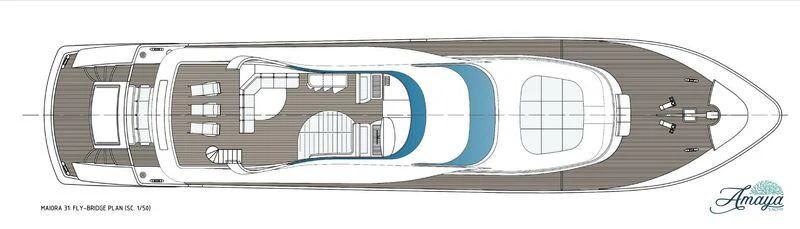 a close-up of a logo aboard AMAYA Yacht for Sale