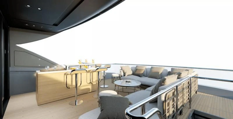 a living room with a couch and a table aboard PANAME Yacht for Sale