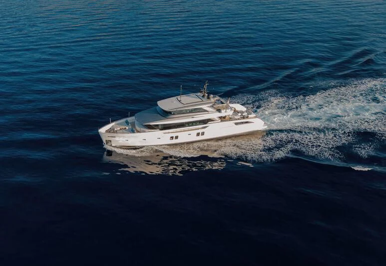 a white boat in the water aboard PANAME Yacht for Sale
