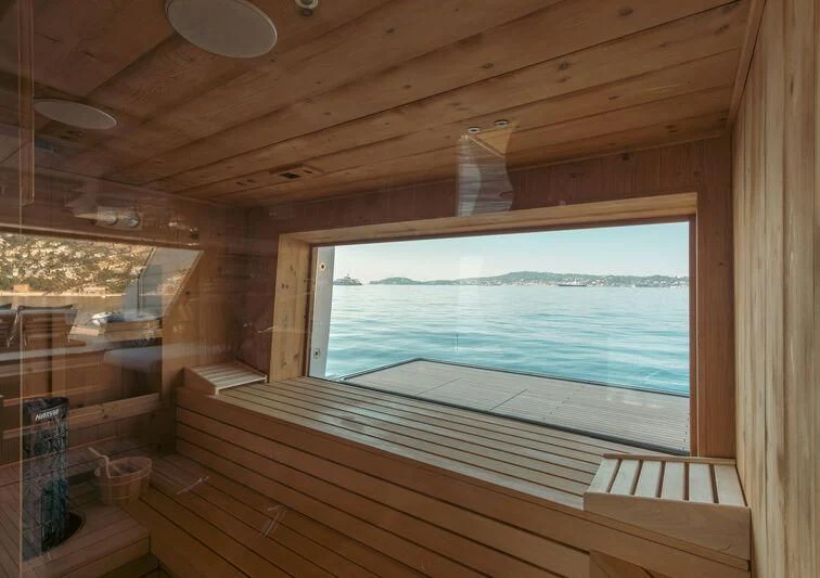 a room with a view of the ocean aboard PANAME Yacht for Sale