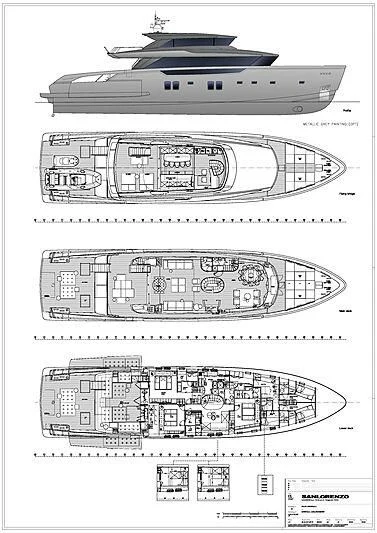 diagram, engineering drawing aboard PANAME Yacht for Sale