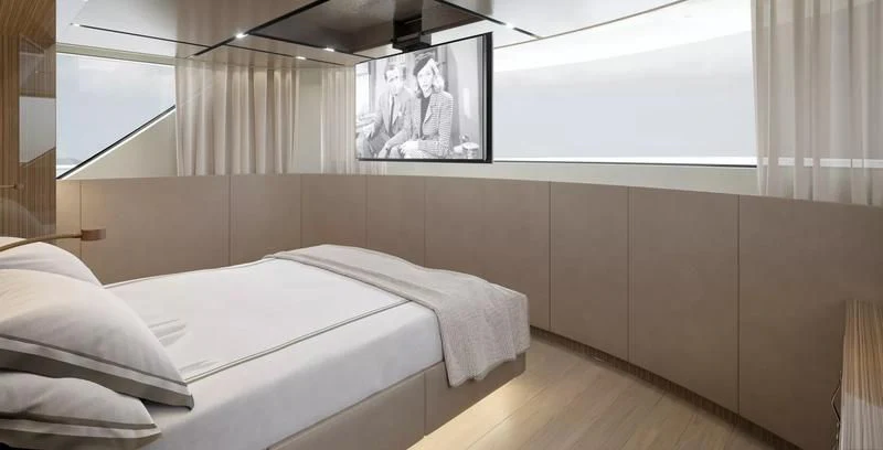 a room with two beds aboard PANAME Yacht for Sale