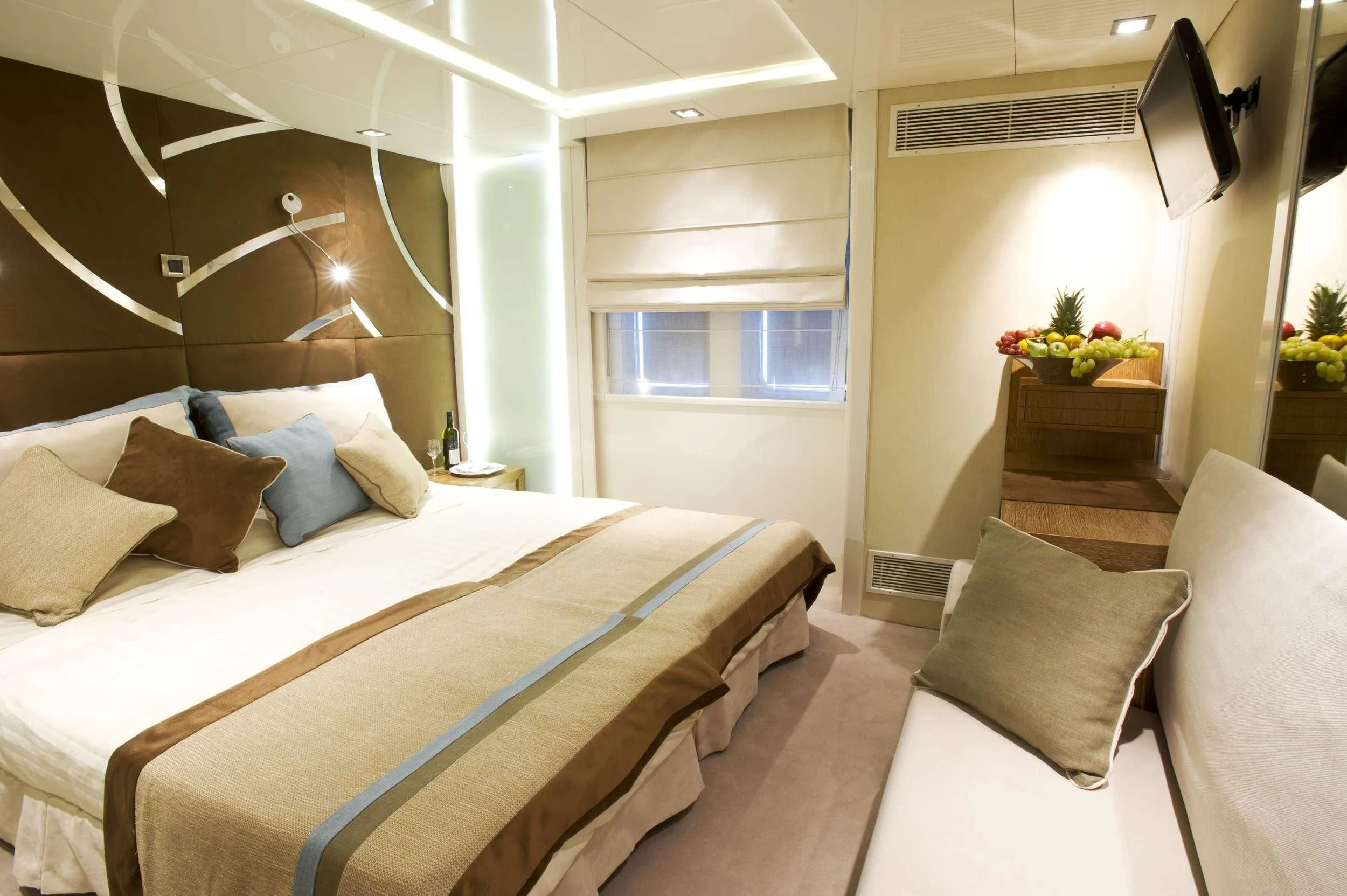 a bed in a room aboard VARIETY VOYAGER Yacht for Sale