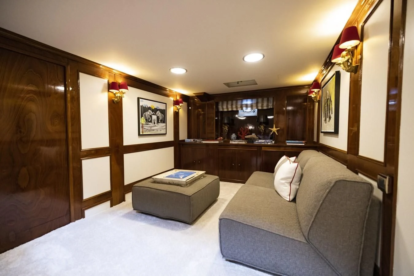 a living room with a couch and a table aboard FRANCESCO PETRARCA Yacht for Sale