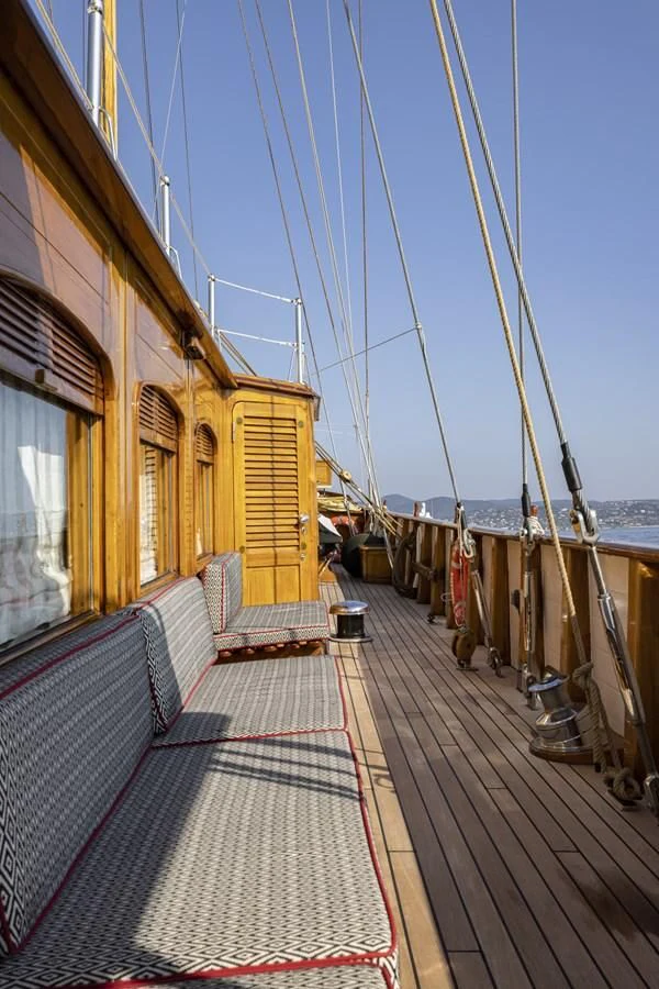 a boat on a deck aboard FRANCESCO PETRARCA Yacht for Sale