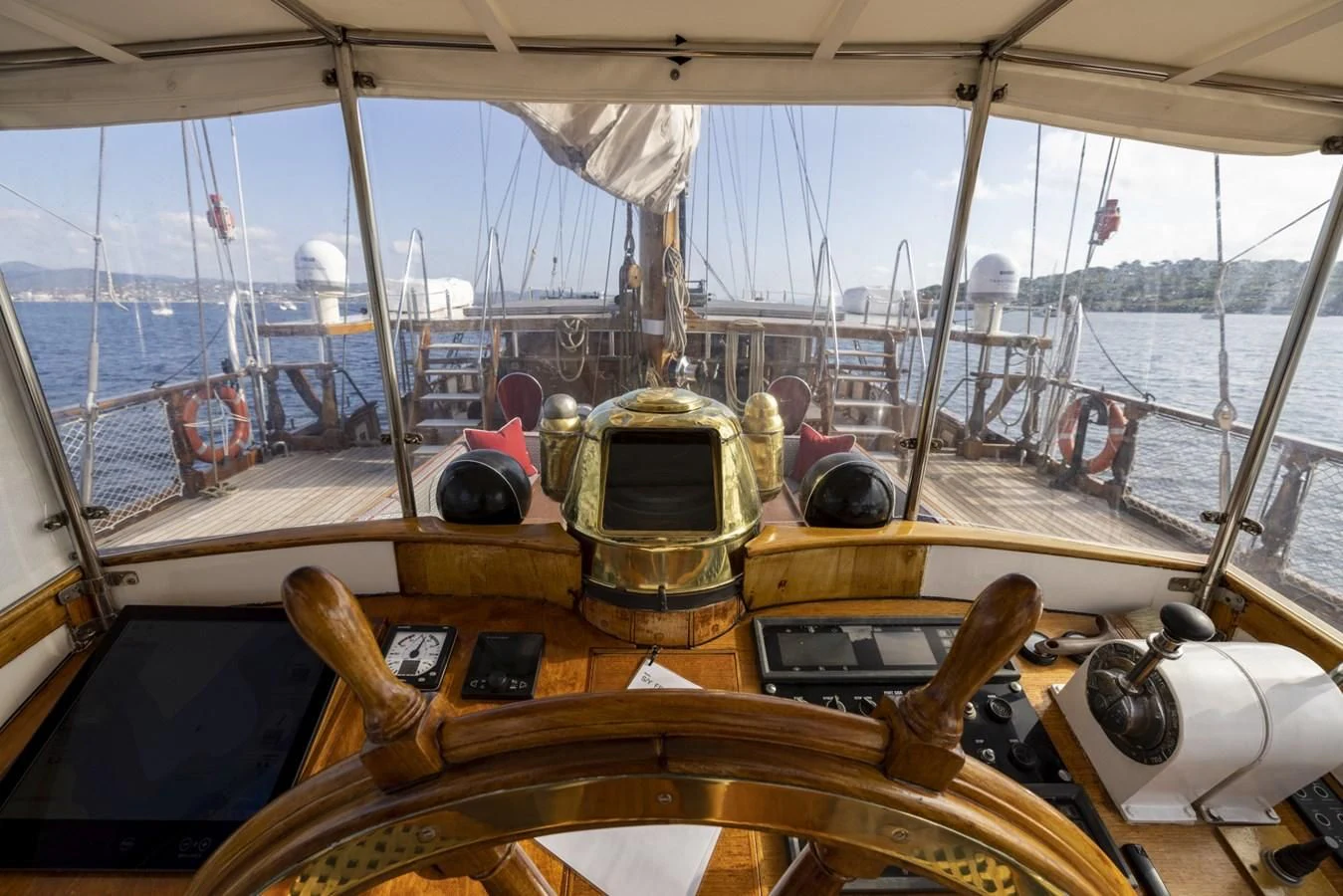 a boat with a steering wheel aboard FRANCESCO PETRARCA Yacht for Sale