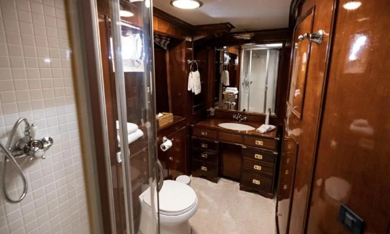 a bathroom with a sink and a toilet aboard FRANCESCO PETRARCA Yacht for Sale