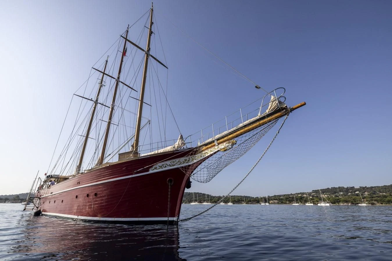 a red and white boat in the water aboard FRANCESCO PETRARCA Yacht for Sale