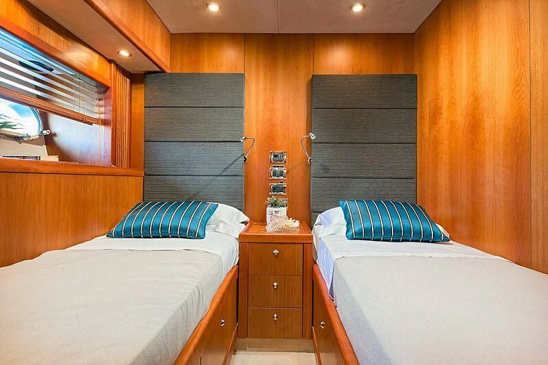 a room with bunk beds aboard QUANTUM Yacht for Sale